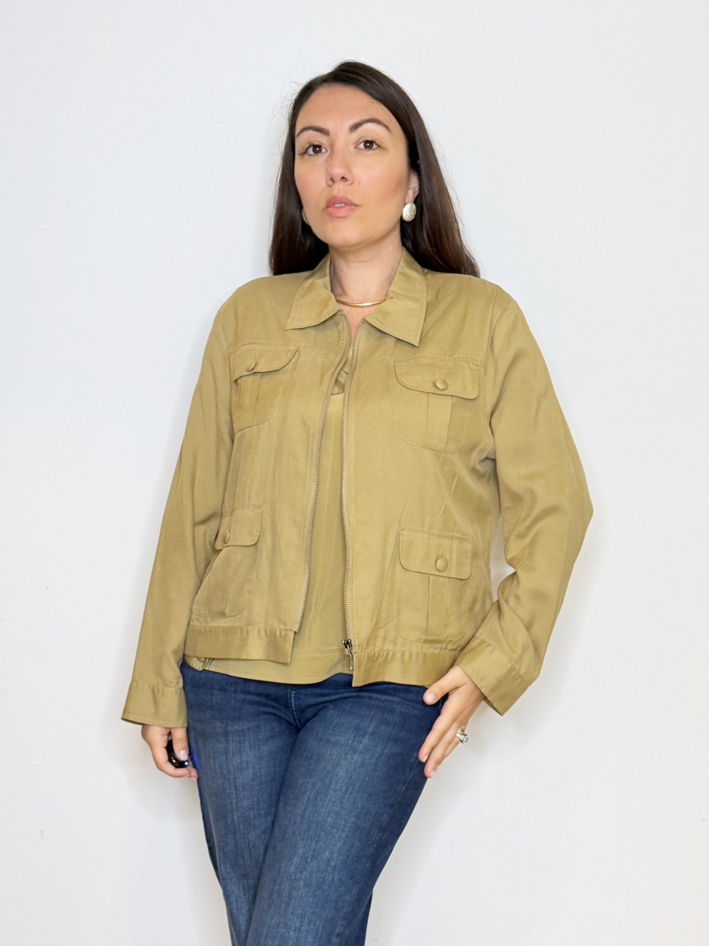 Twin set in seta khaki