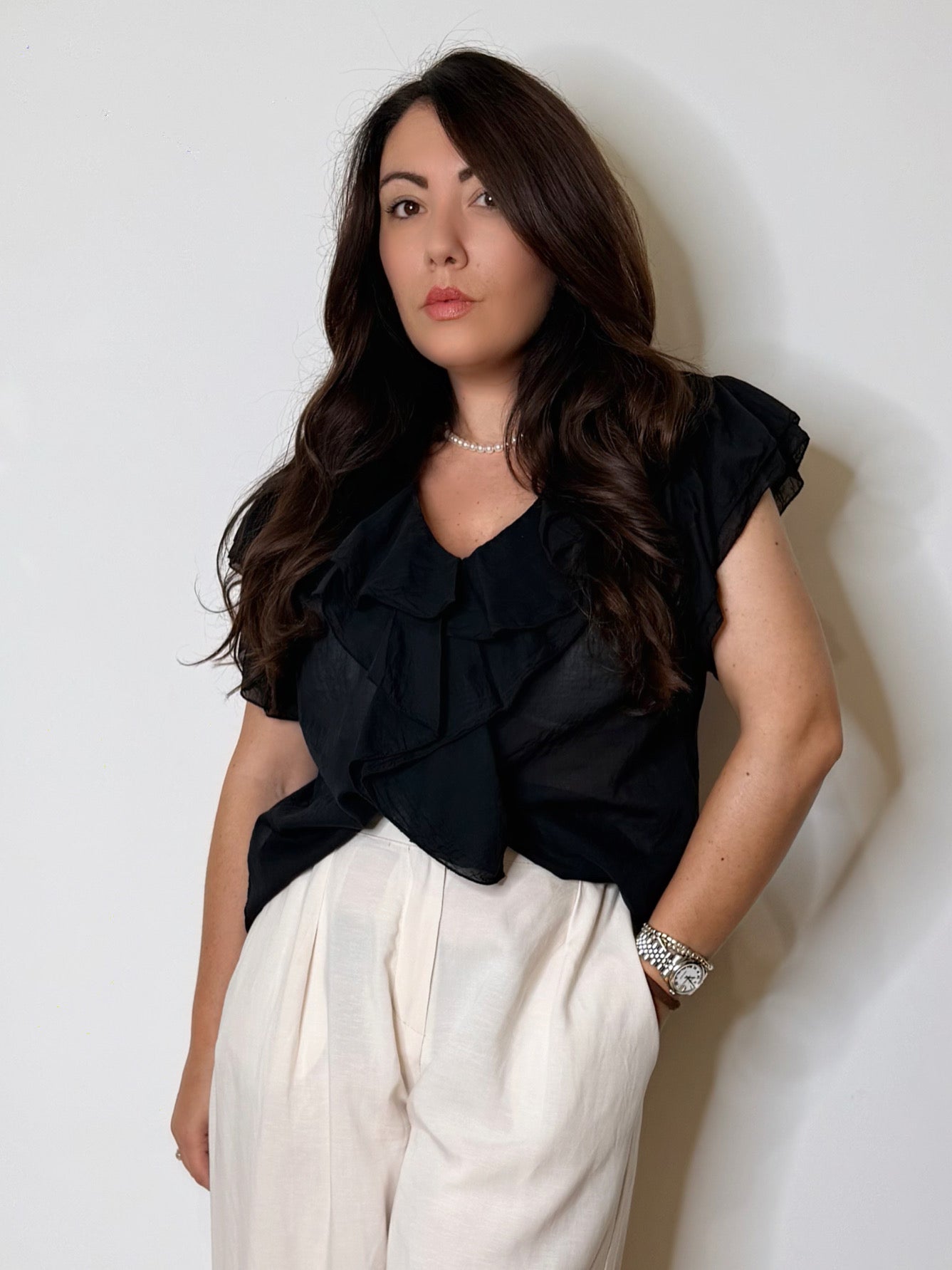 Blusa in mussola nera