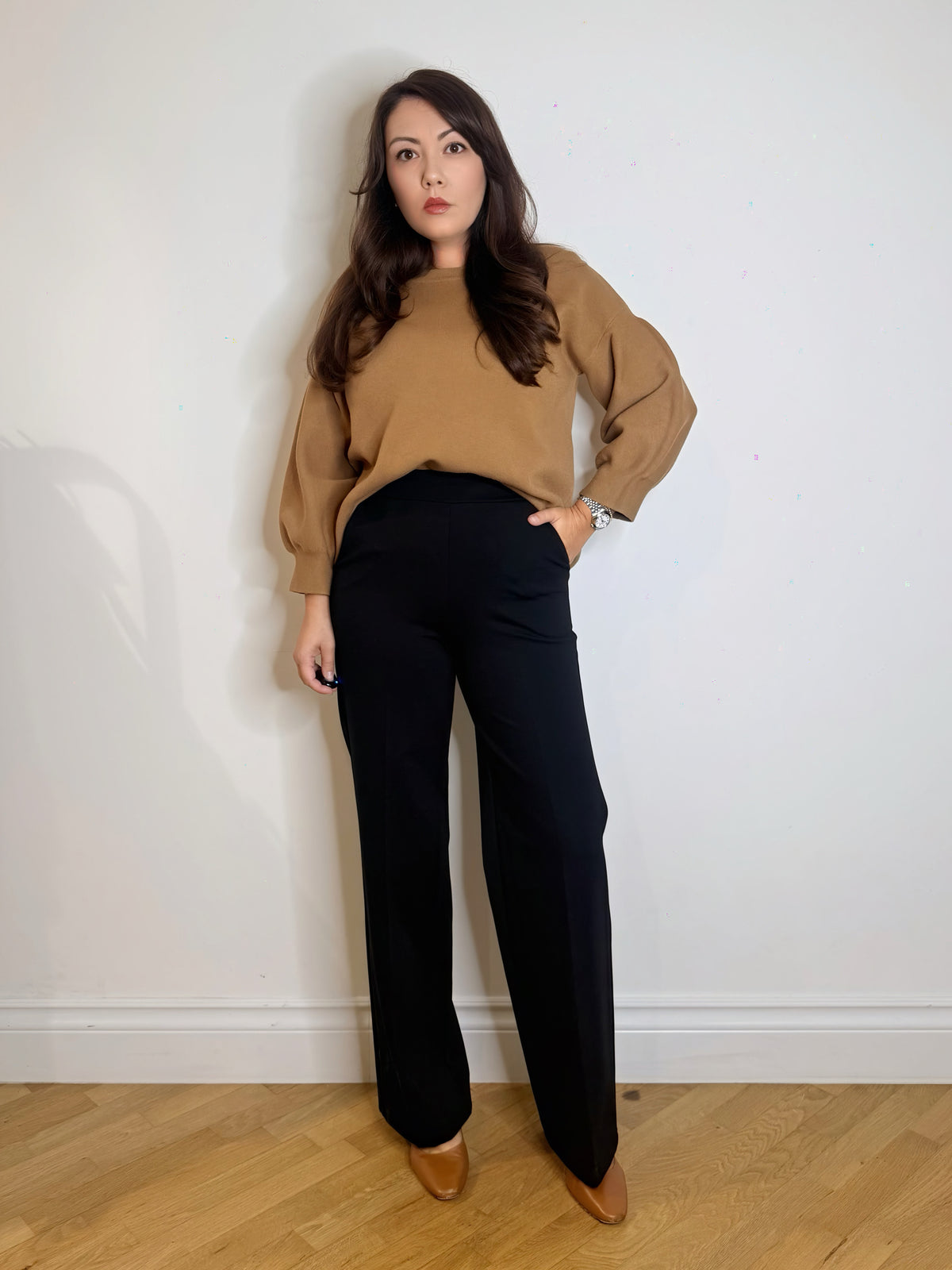 Pantalone palazzo in punto Milano nero
