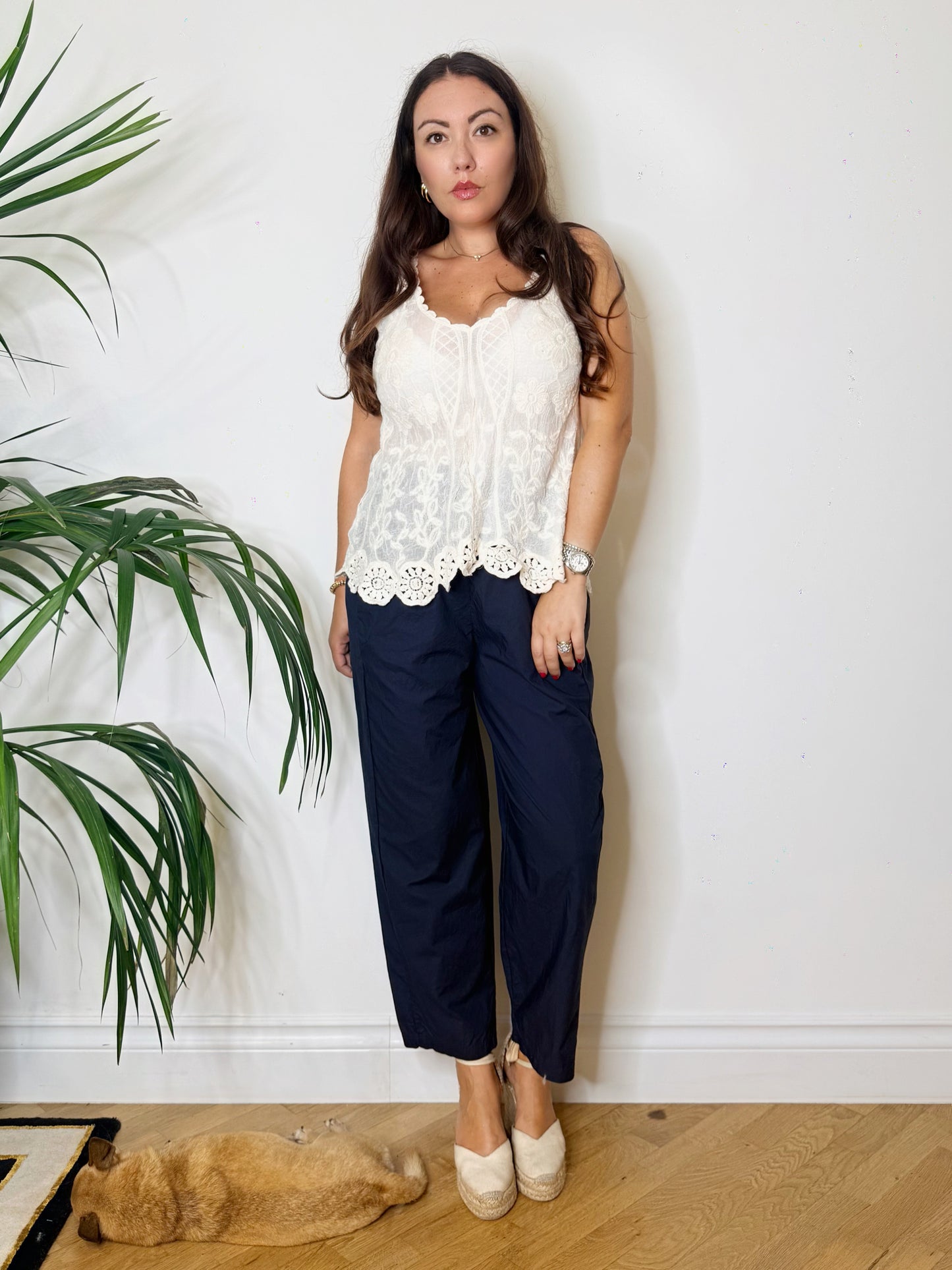 Pantalone cotone blu navy
