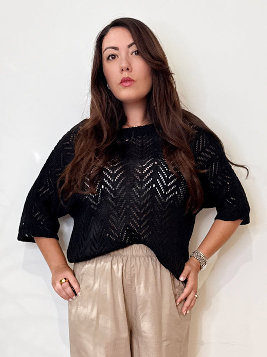 Maglia traforata nera