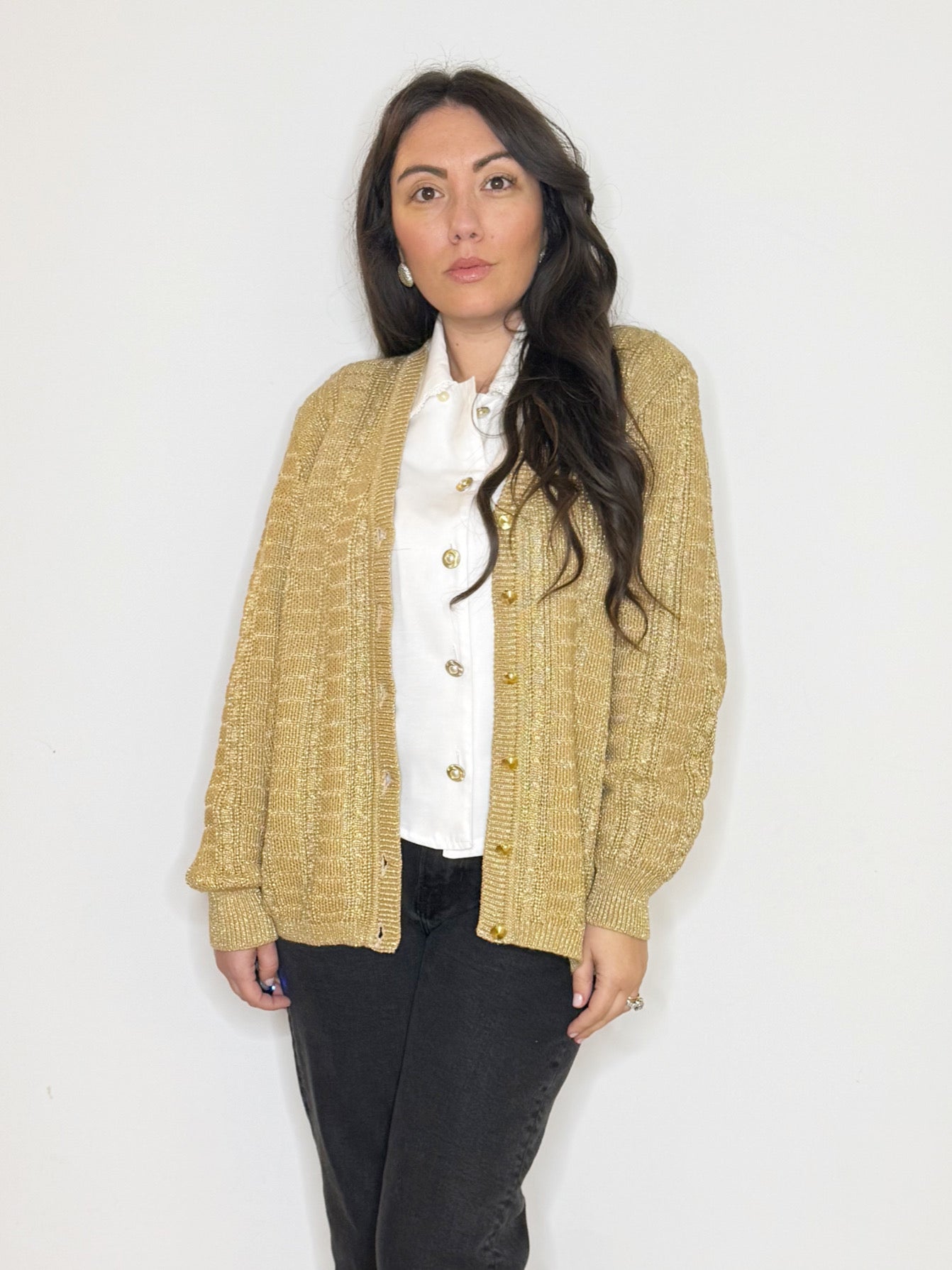 Cardigan beige and gold