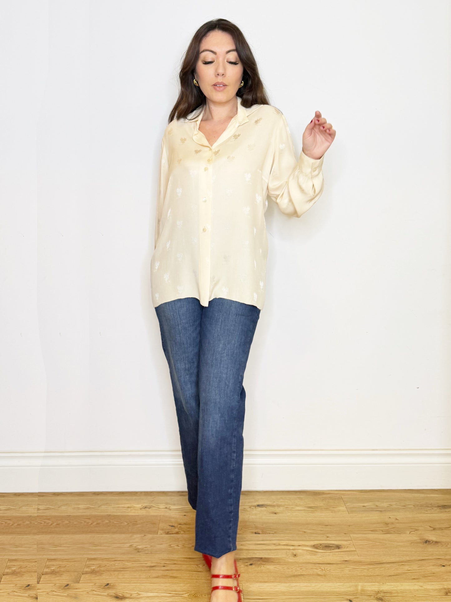 Camicia crema 100% seta