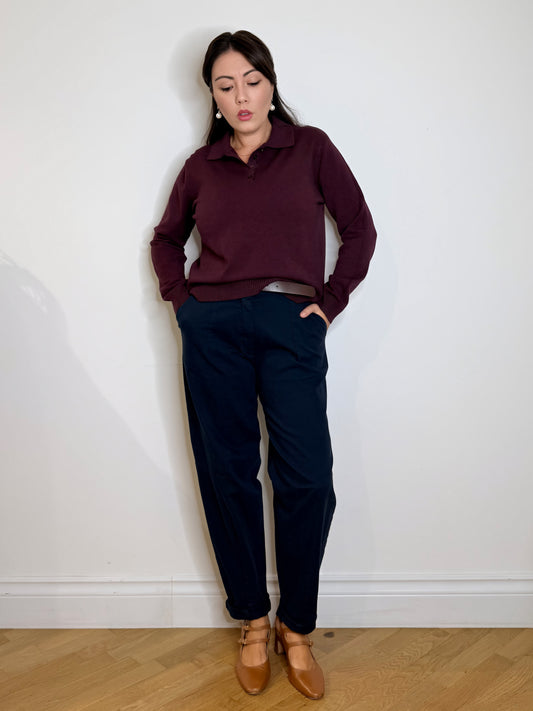 Pantalone barrel in cotone jeans blu