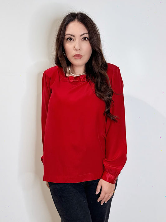 Camicia in pura seta rossa