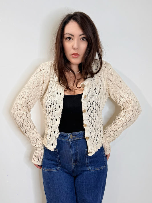 Cardigan traforato écru