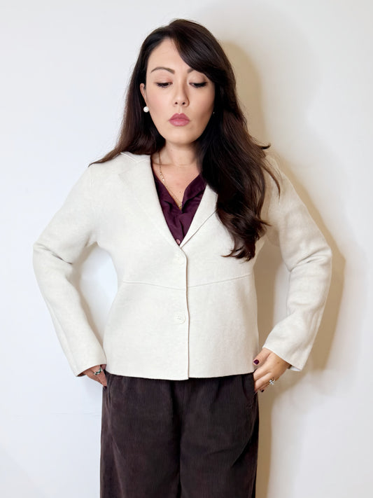 Giacca cardigan in maglia panna