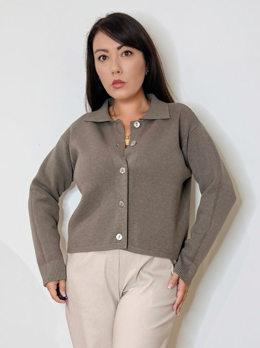 Cardigan con collo polo Moka