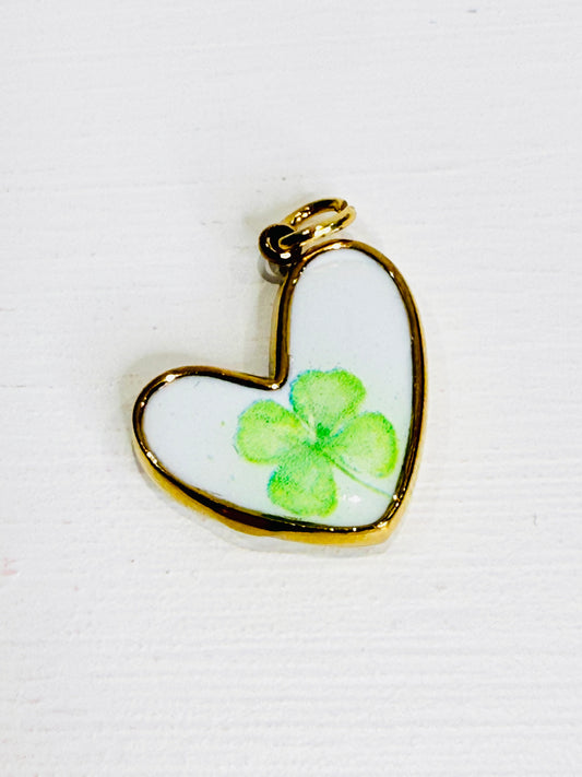 Ciondolo cuore quadrifoglio