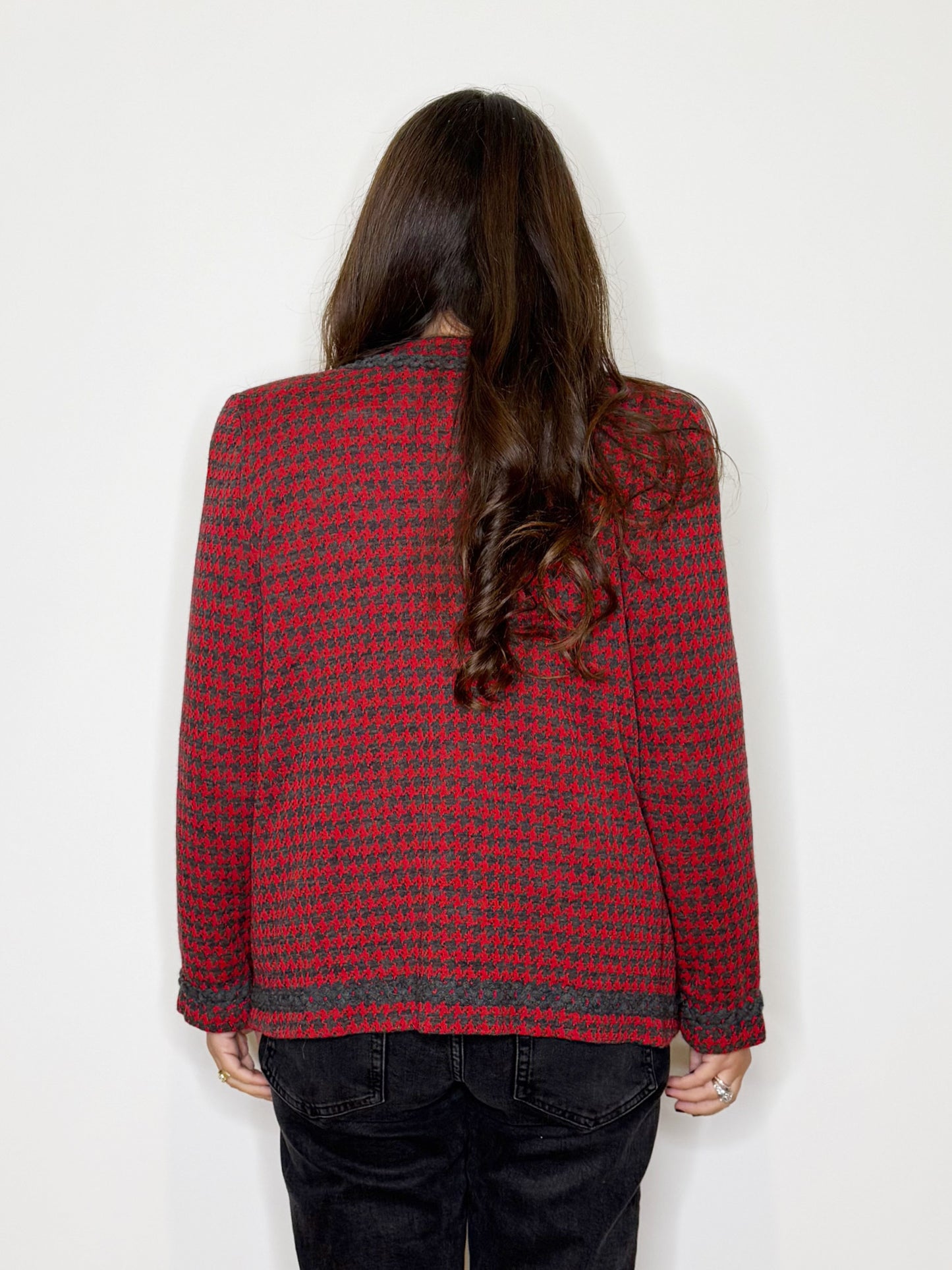 Giacca cardigan in pied de poule