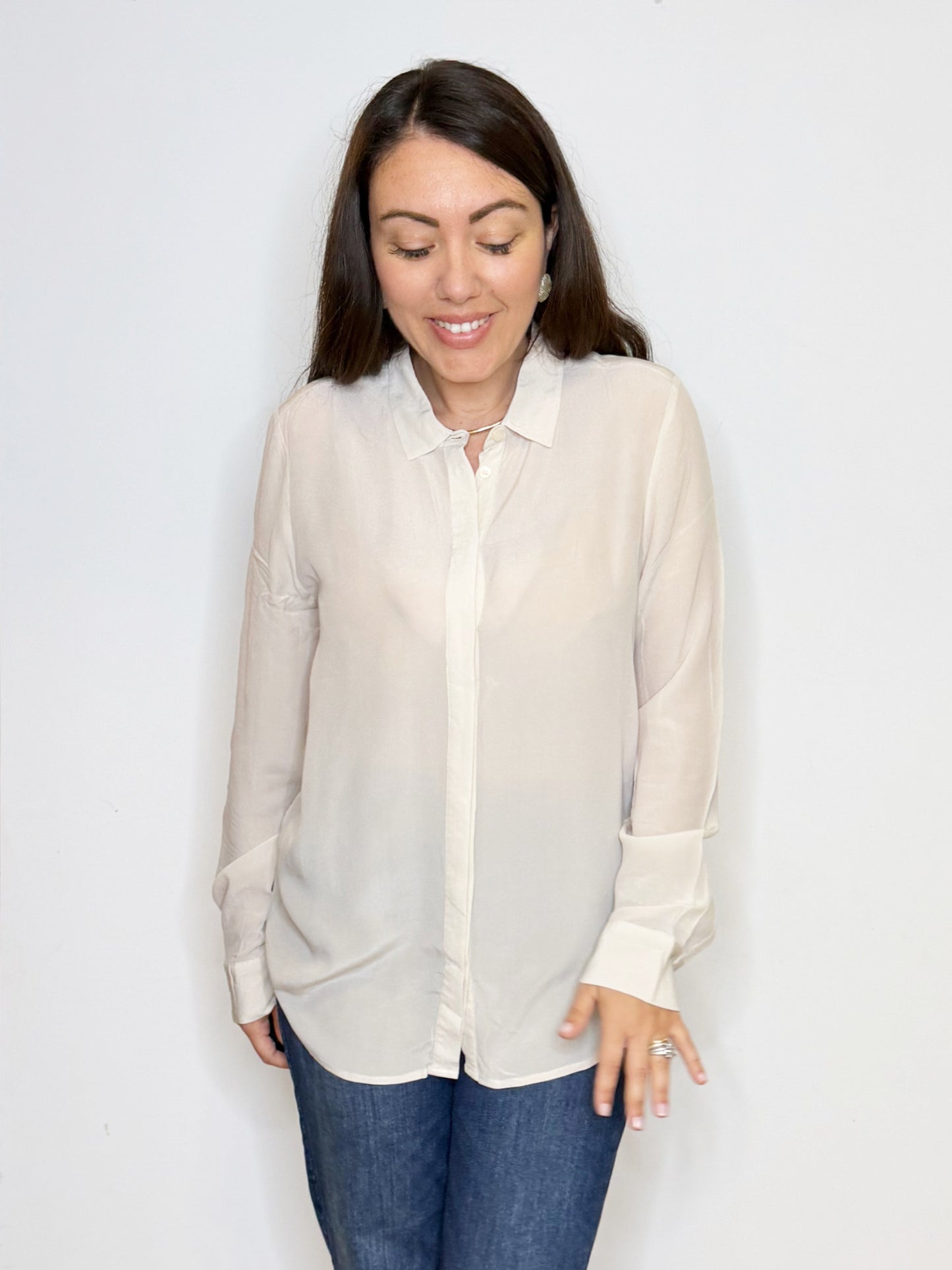 Camicia in seta color avorio