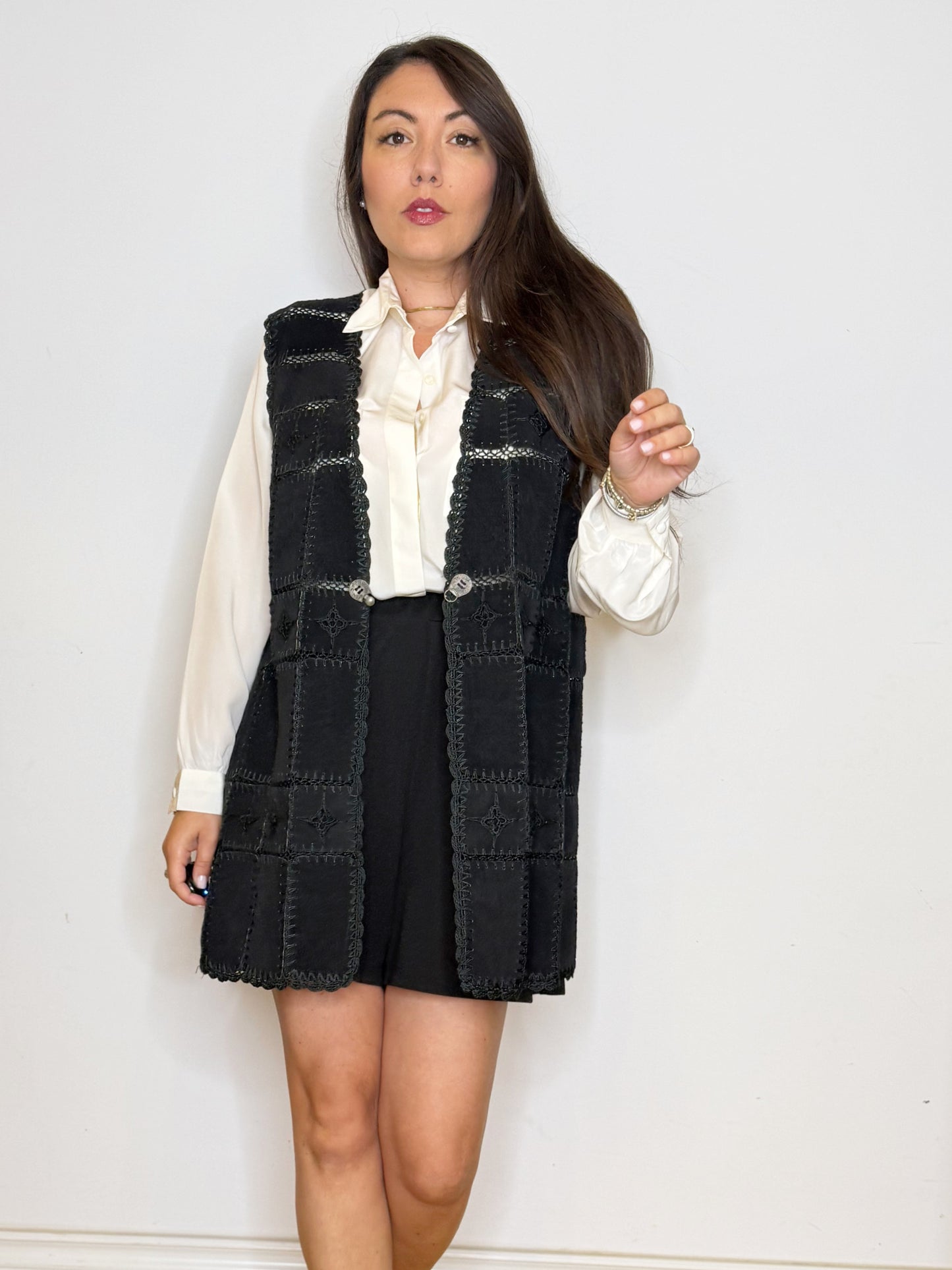 Gilet in pelle patch