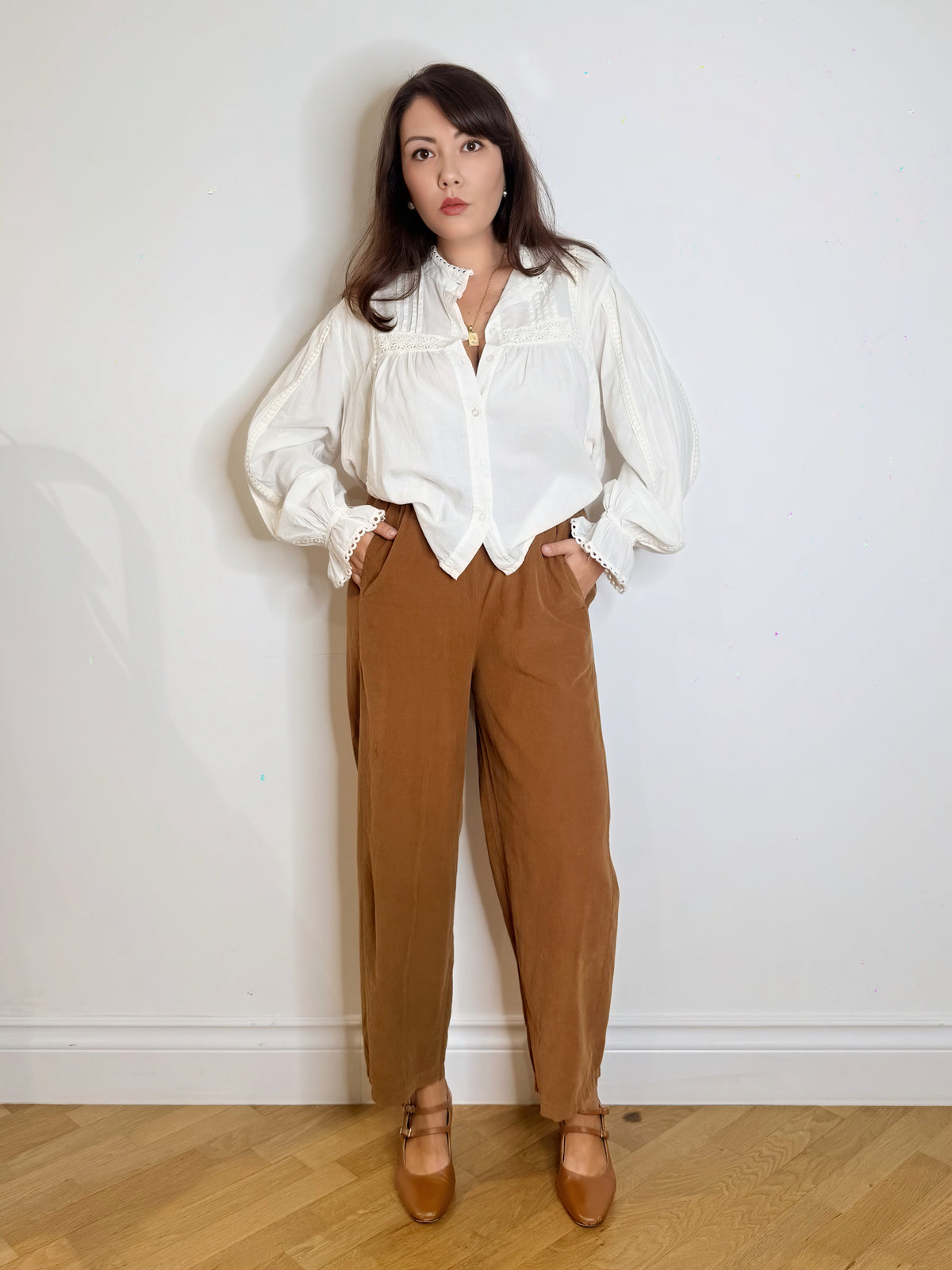 Camicia bohemien bianca 100% cotone