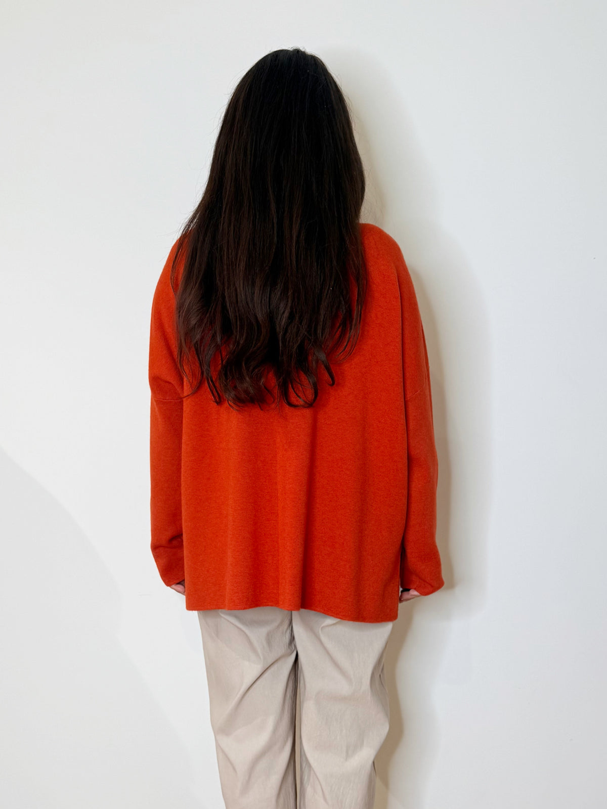 Camicia over in maglia arancio