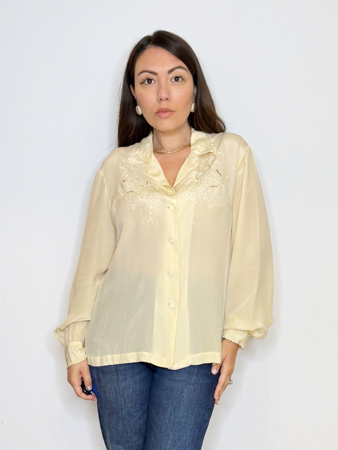 Camicia in seta con ricami