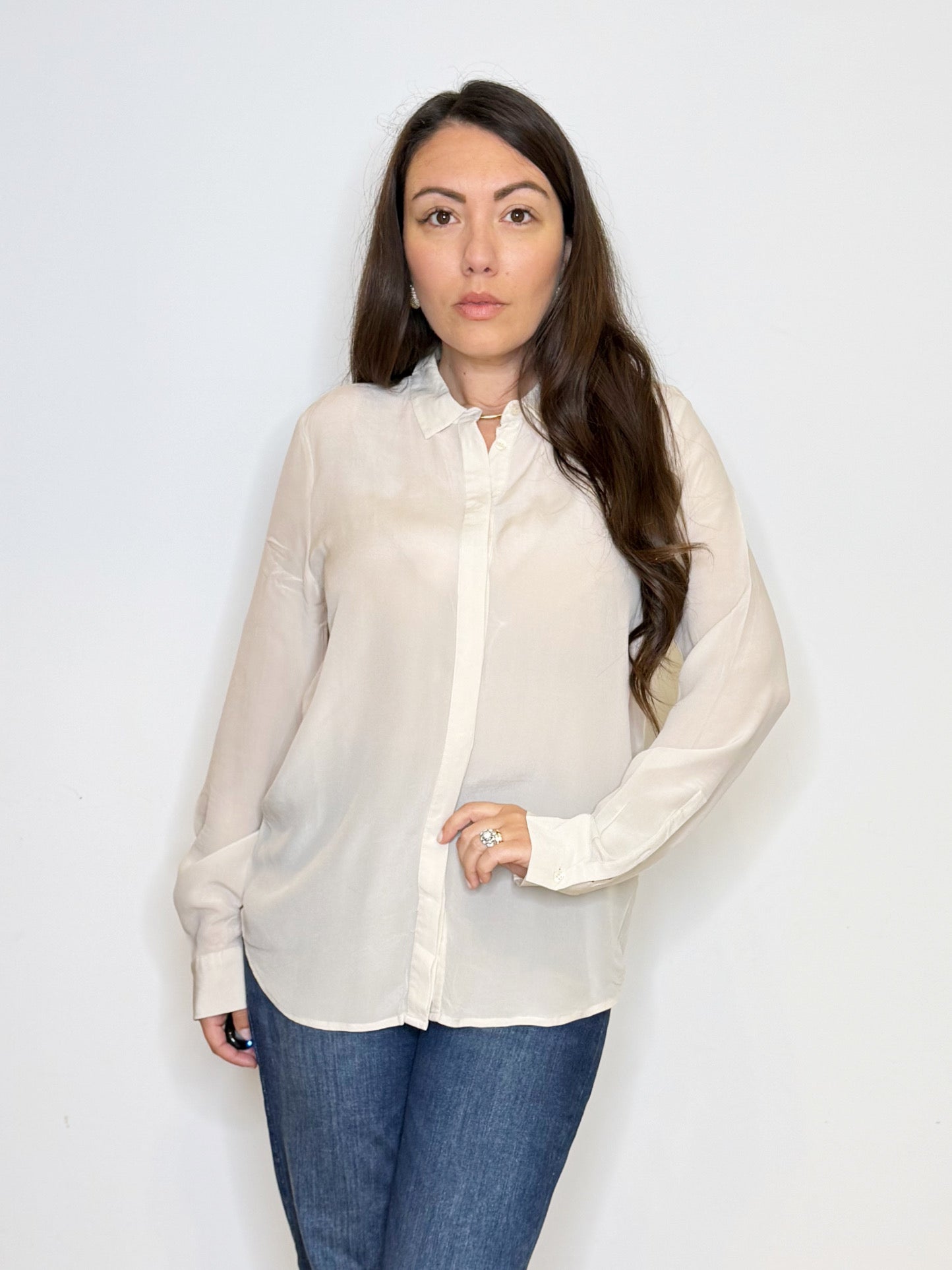 Camicia in seta color avorio