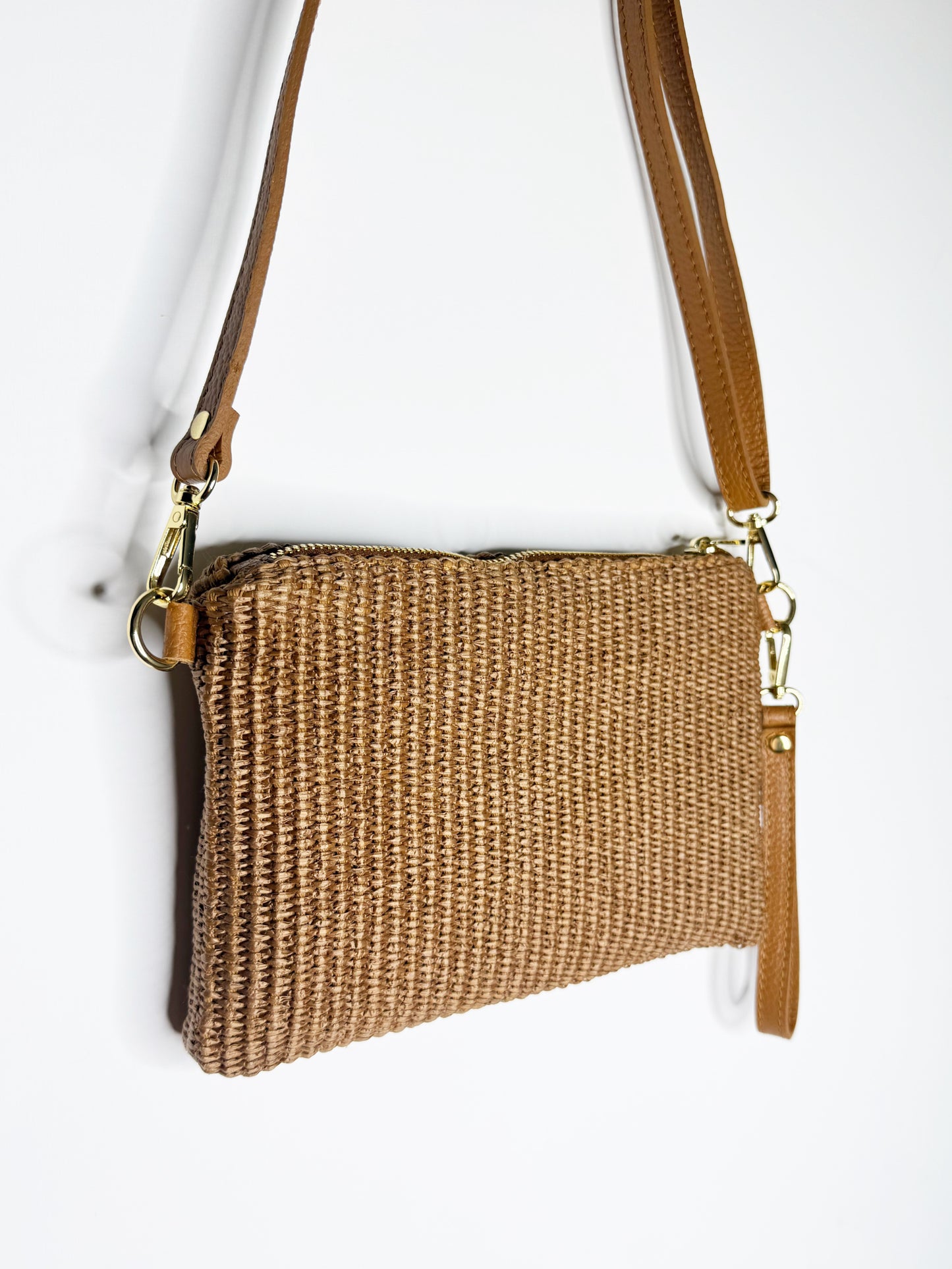 Pochette in pelle e juta