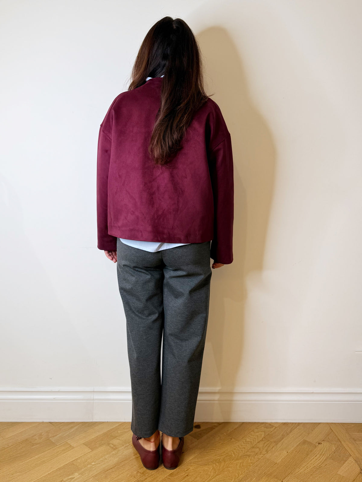 Giacca in suede bordeaux