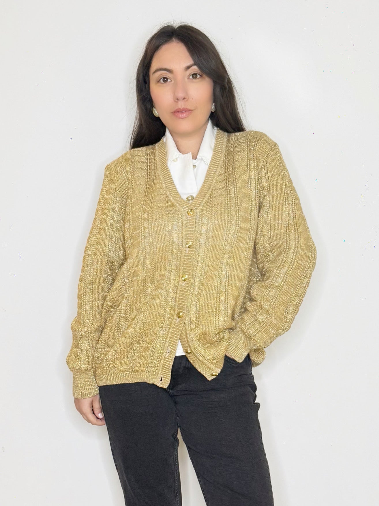 Cardigan beige and gold
