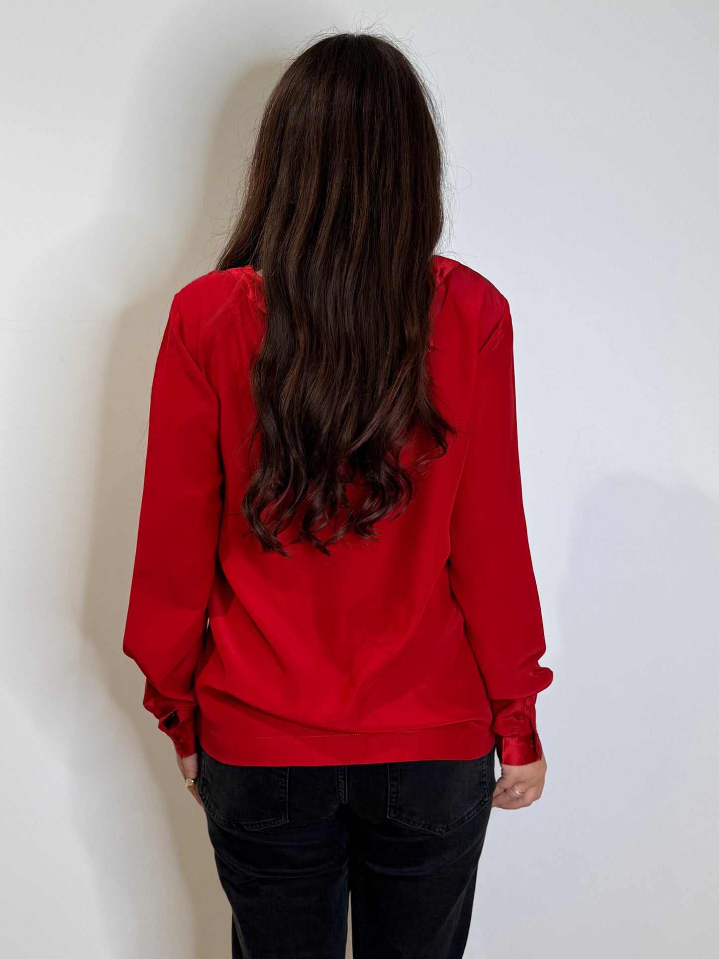 Camicia in pura seta rossa