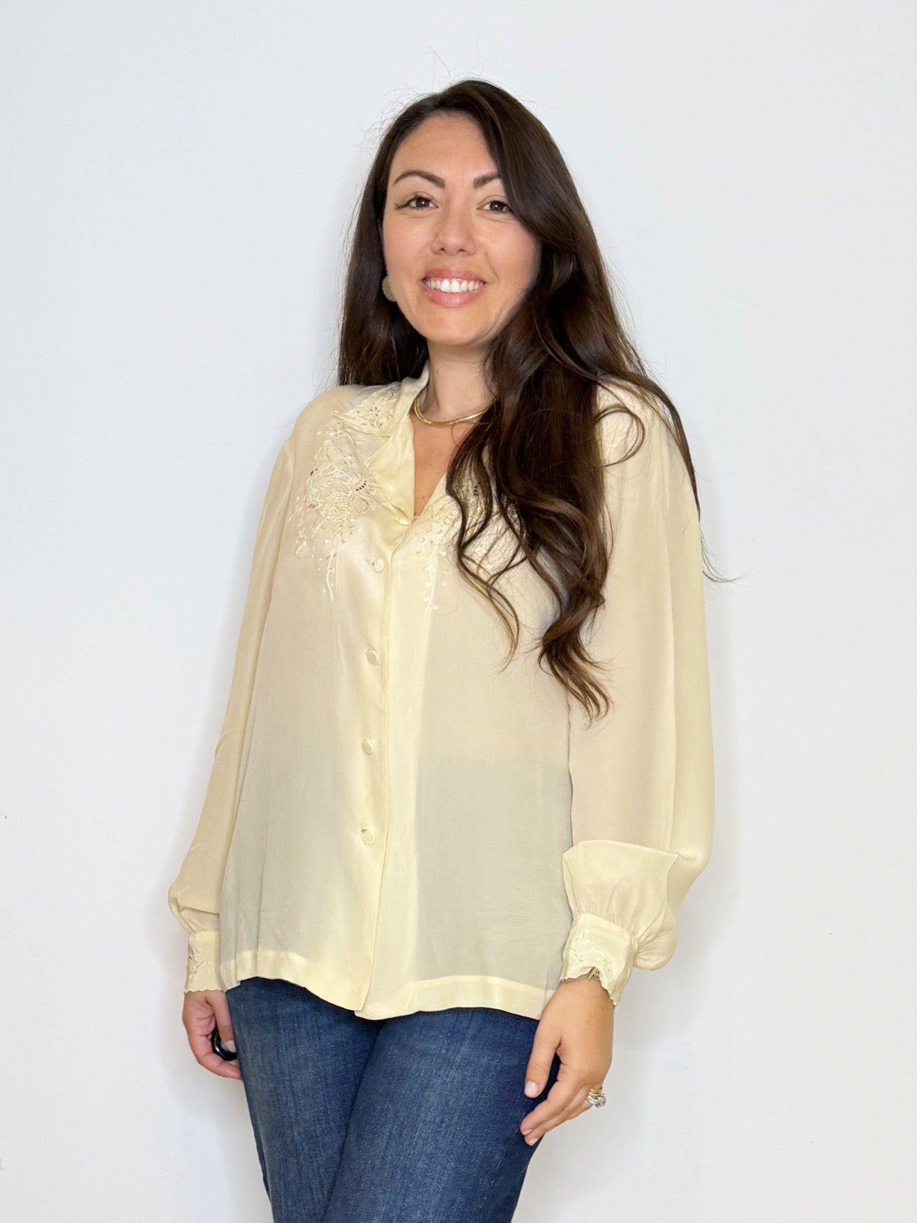 Camicia in seta con ricami