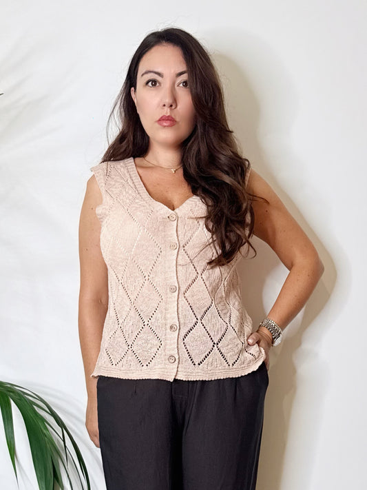 Gilet in maglia rosa nude