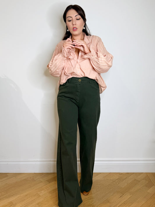 Pantalone in cotone jeans verde