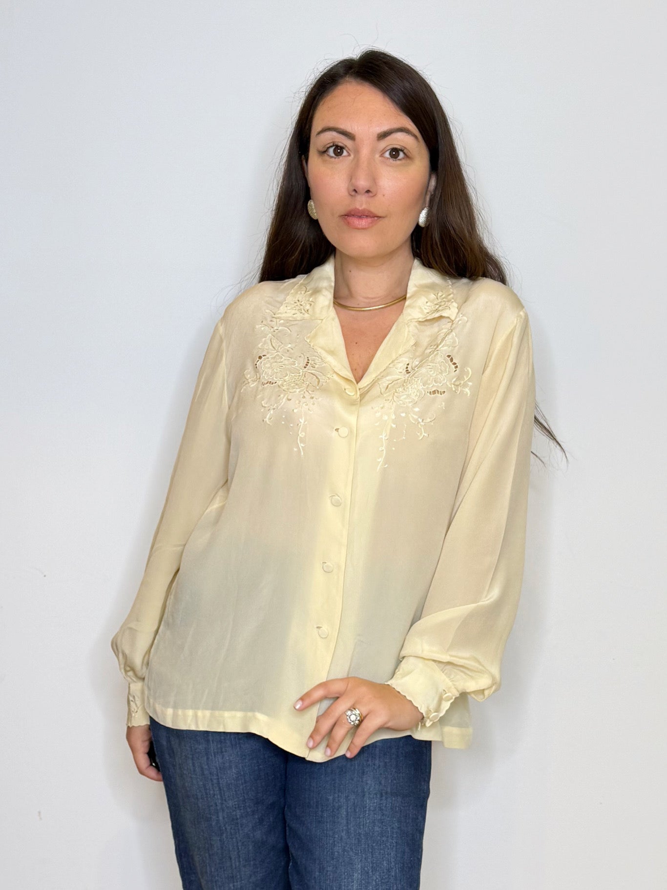 Camicia in seta con ricami