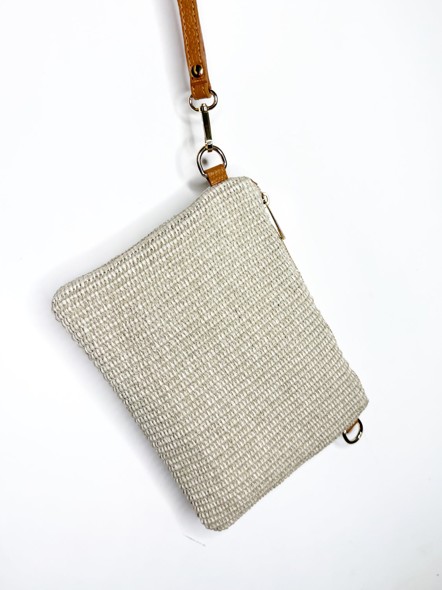 Pochette in pelle e juta