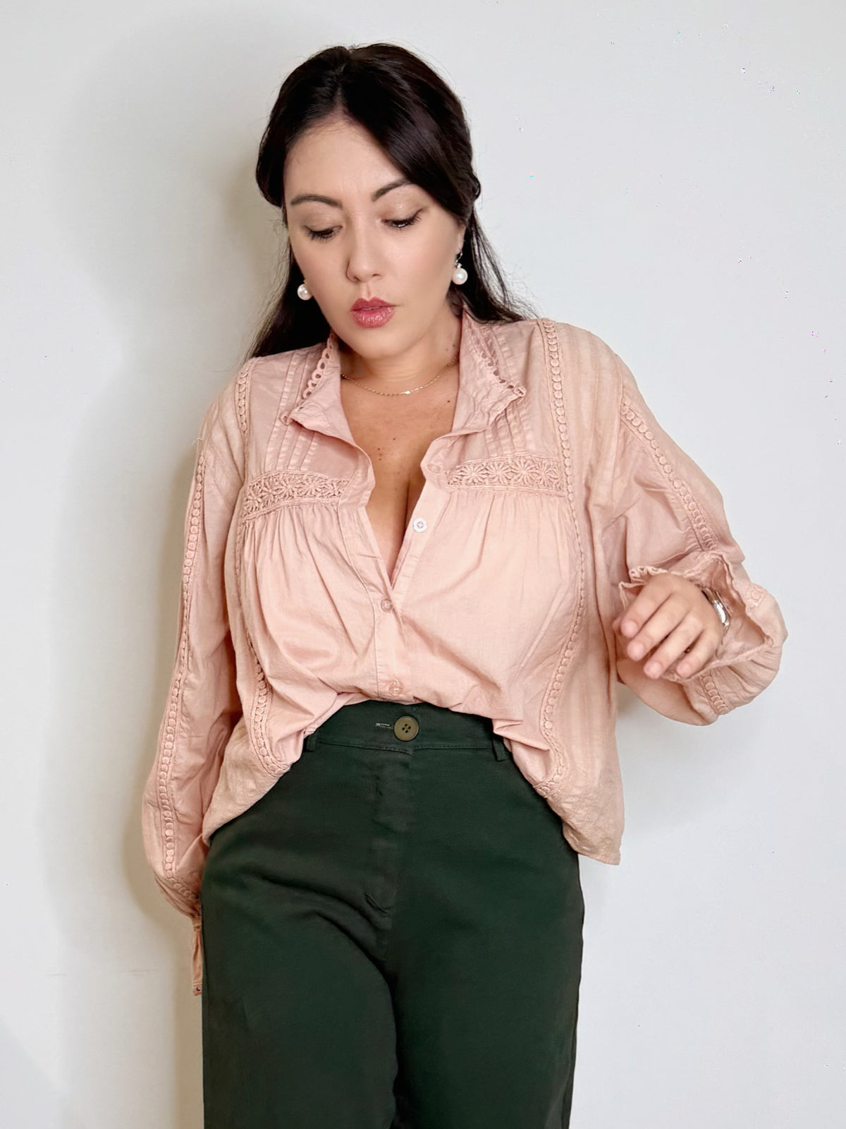 Camicia bohemien rosa tenue
