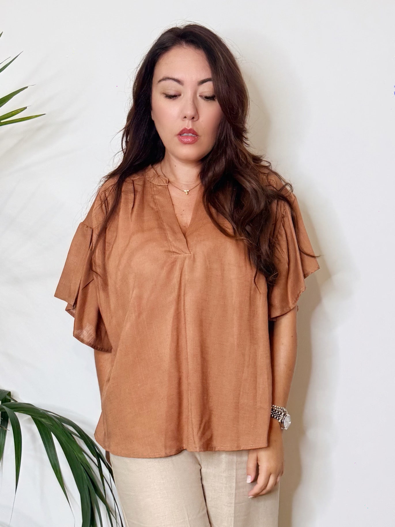 Blusa over misto lino