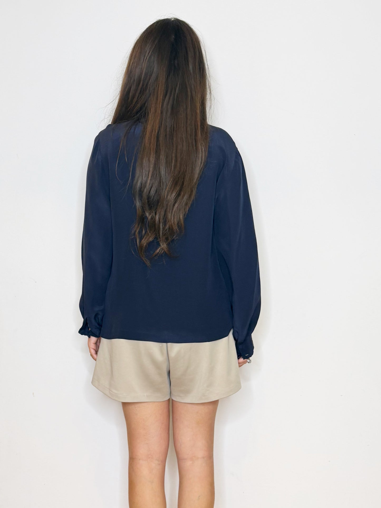 Camicia in pura seta blu