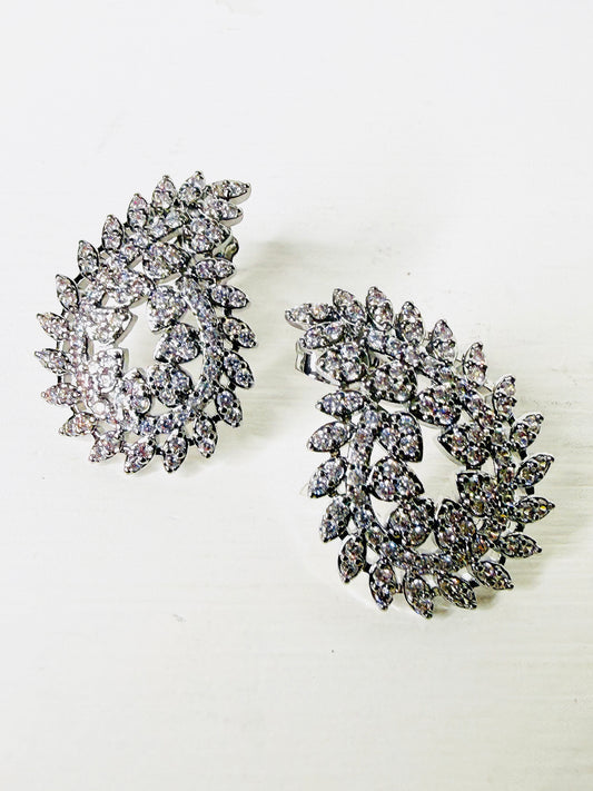 Orecchini scultorei foglia silver