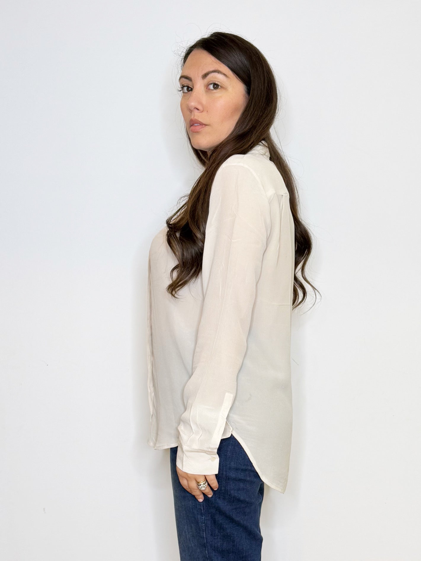 Camicia in seta color avorio