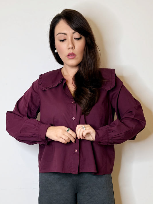 Camicia burgundy collo bon ton