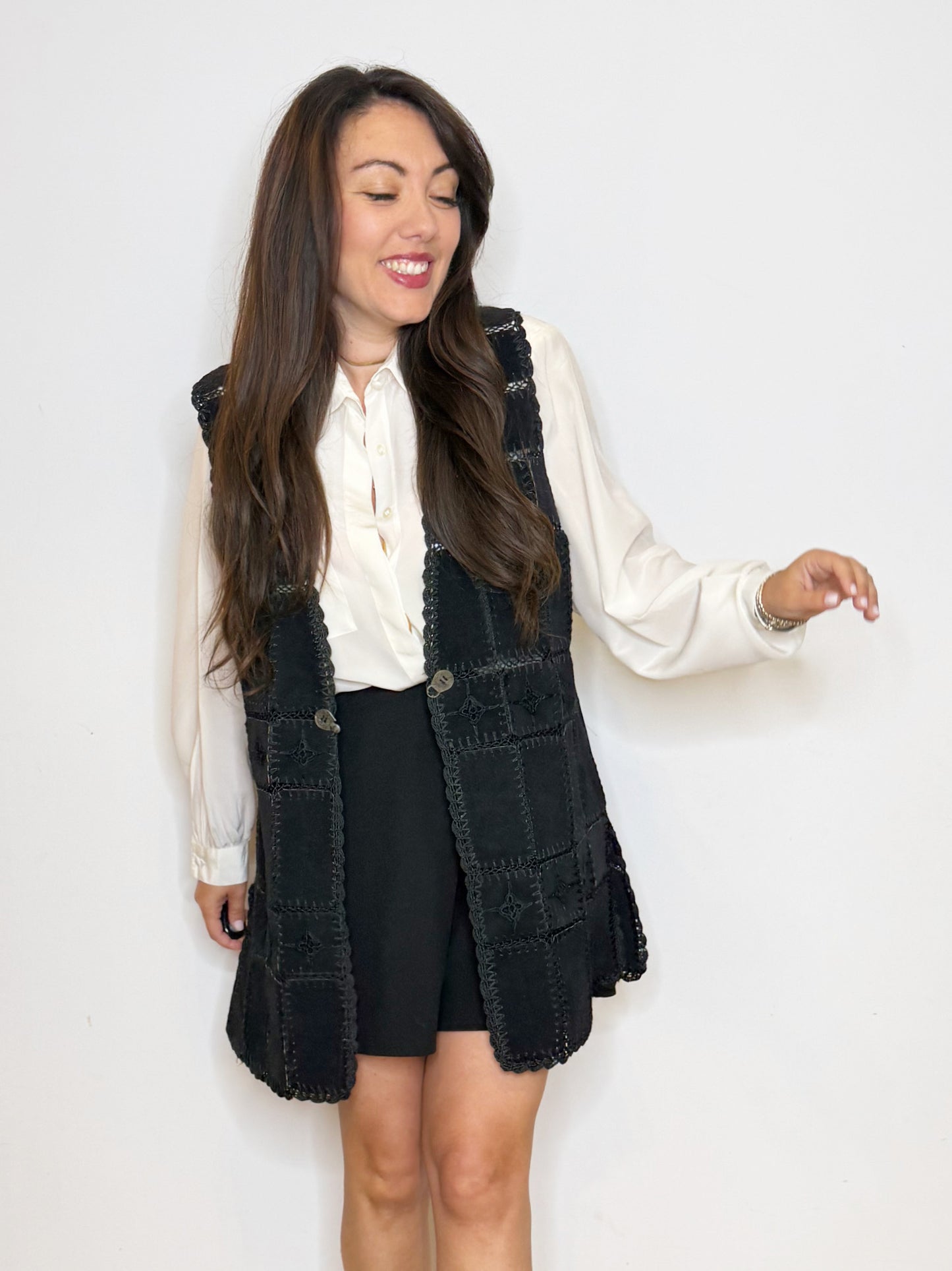 Gilet in pelle patch