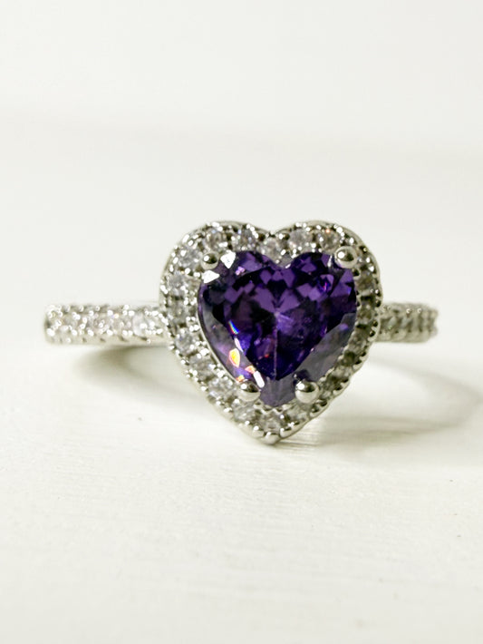 Anello cuore colore ametista