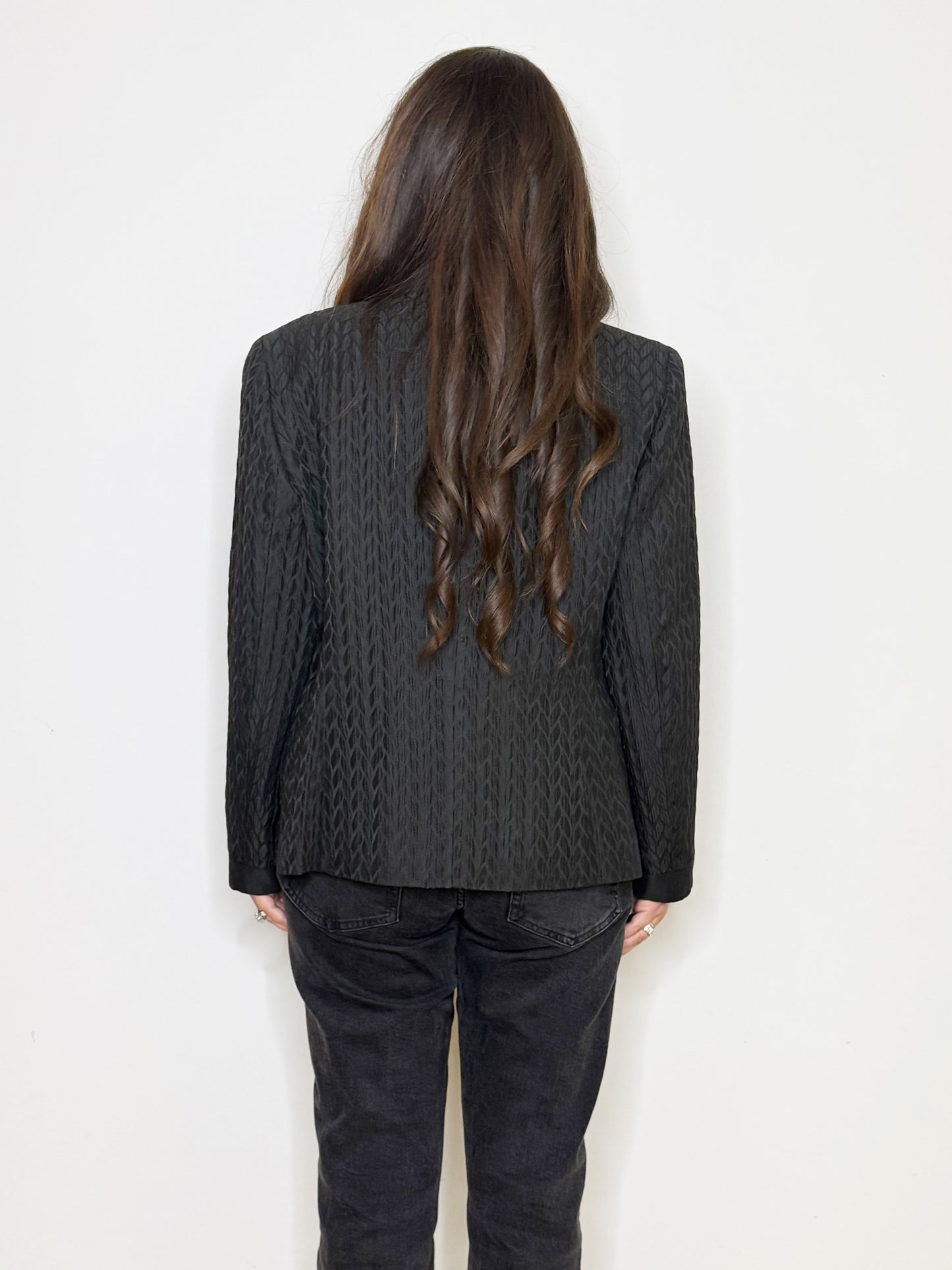 Giacca nera tessuto lavorato