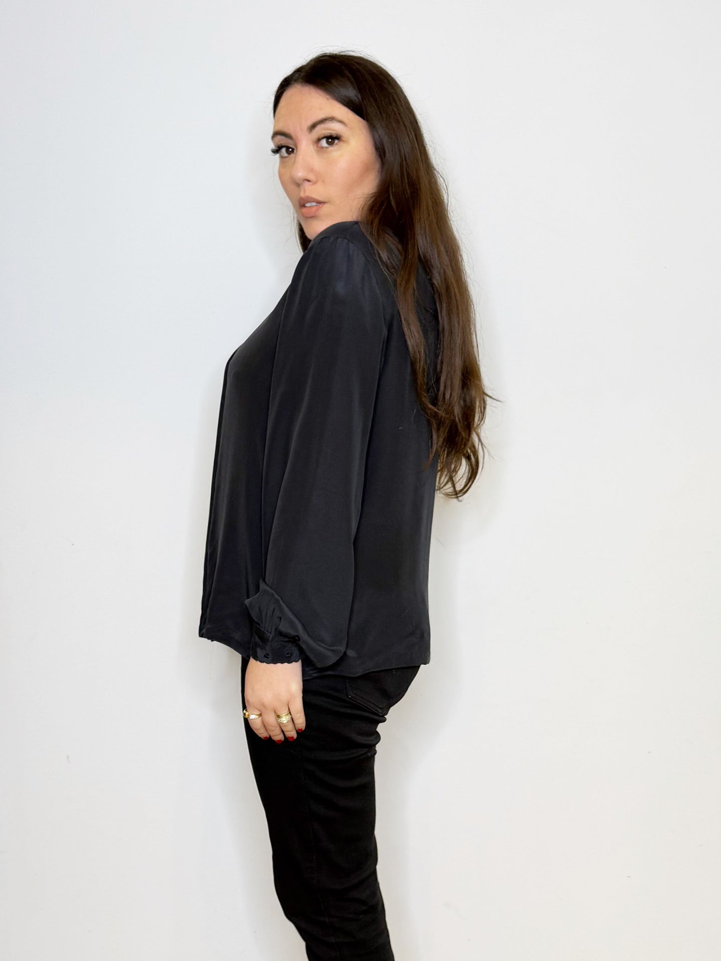 Camicia in pura seta nera