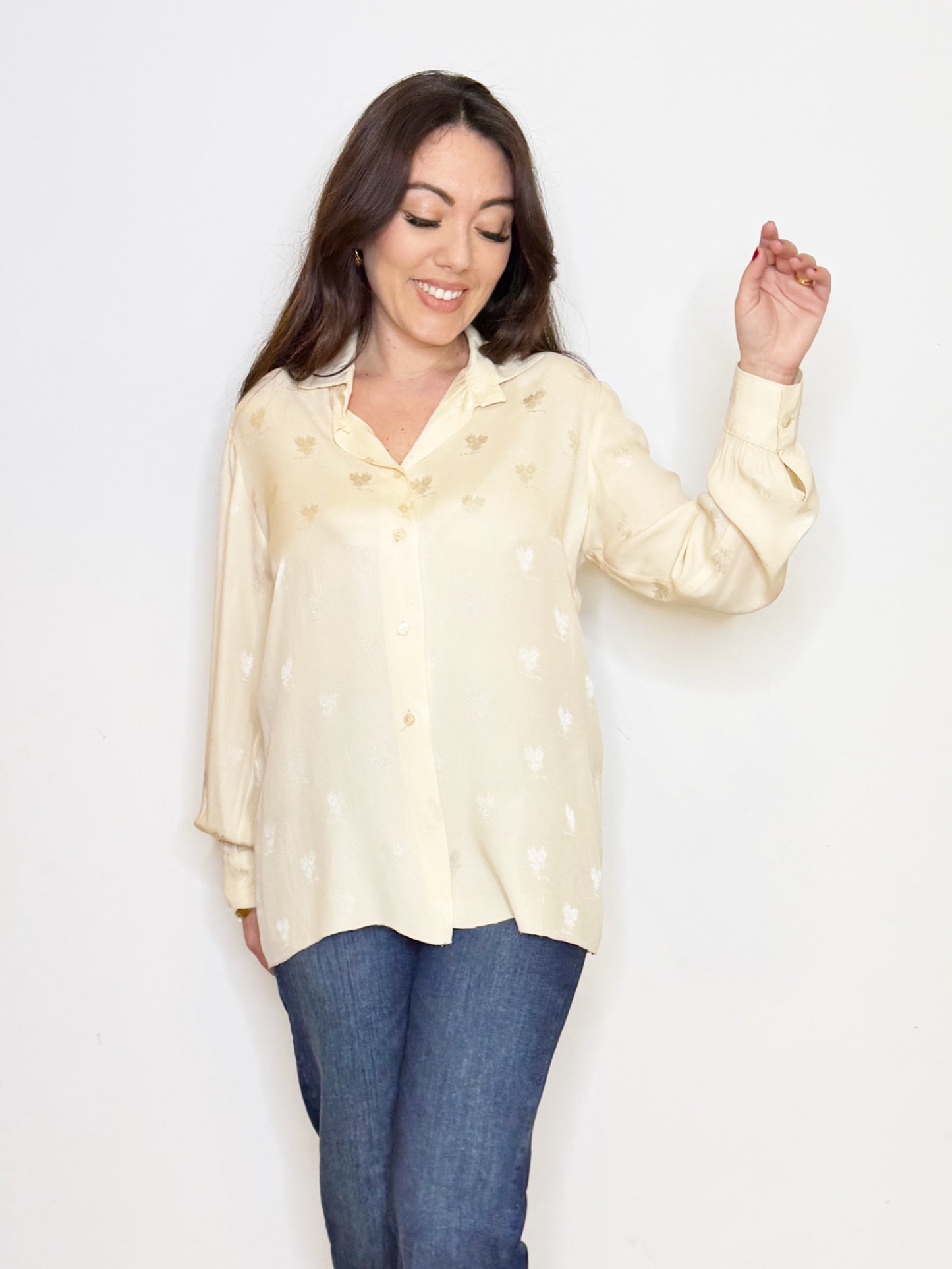 Camicia crema 100% seta