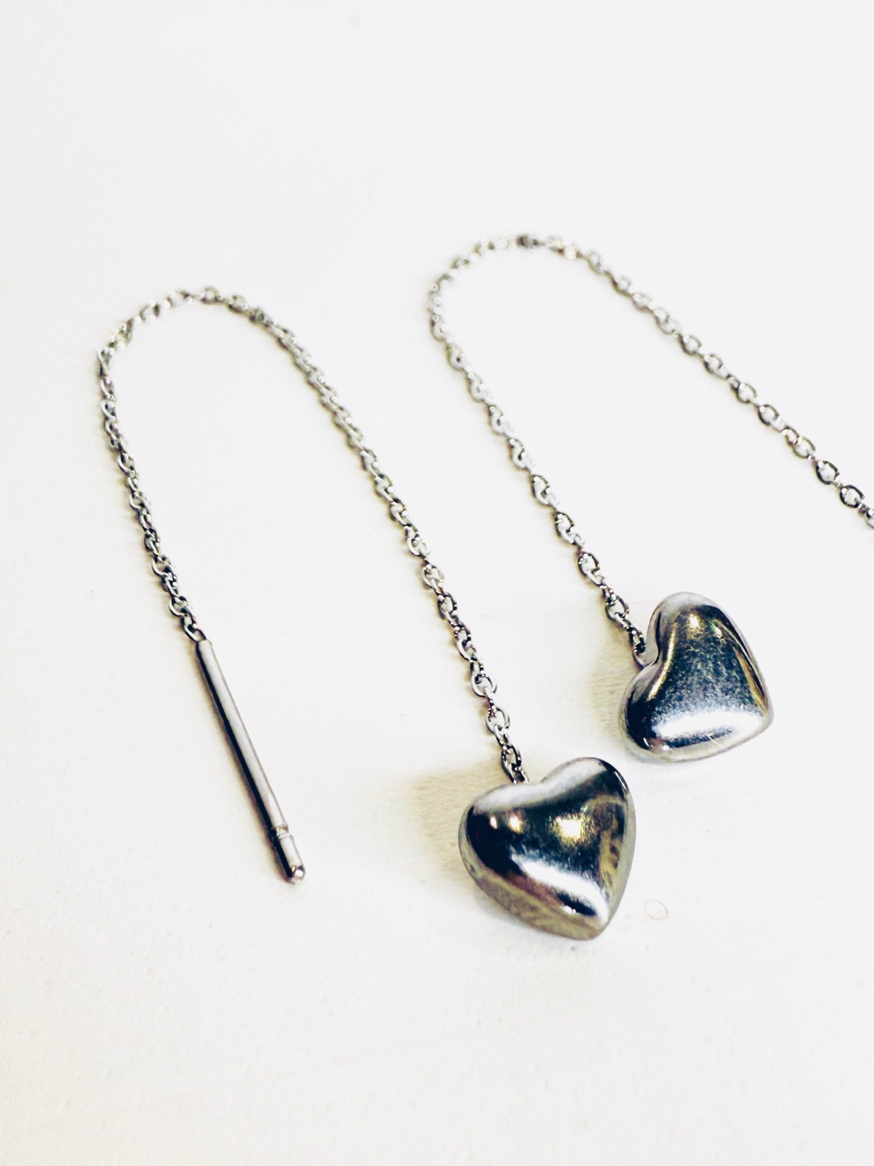 Orecchini Saliscendi cuori silver