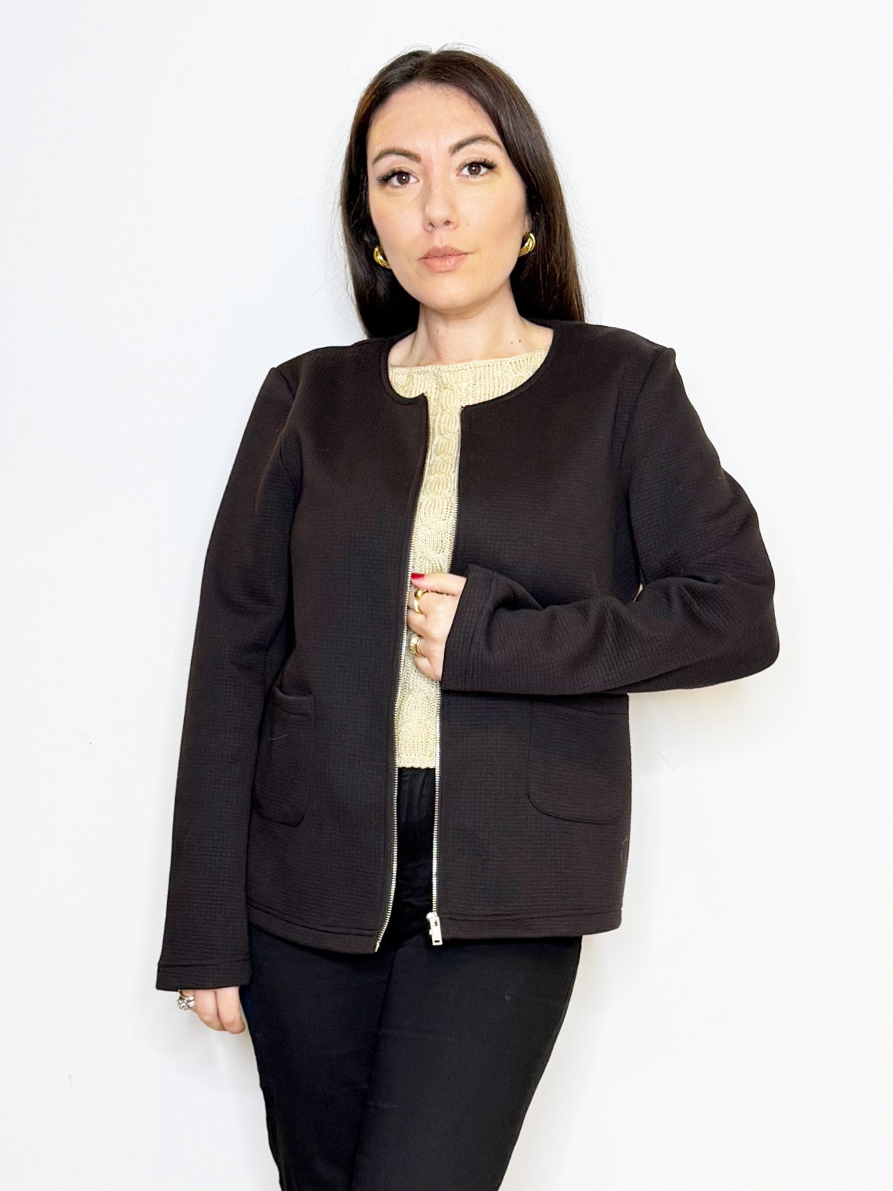 Giacca nera con zip