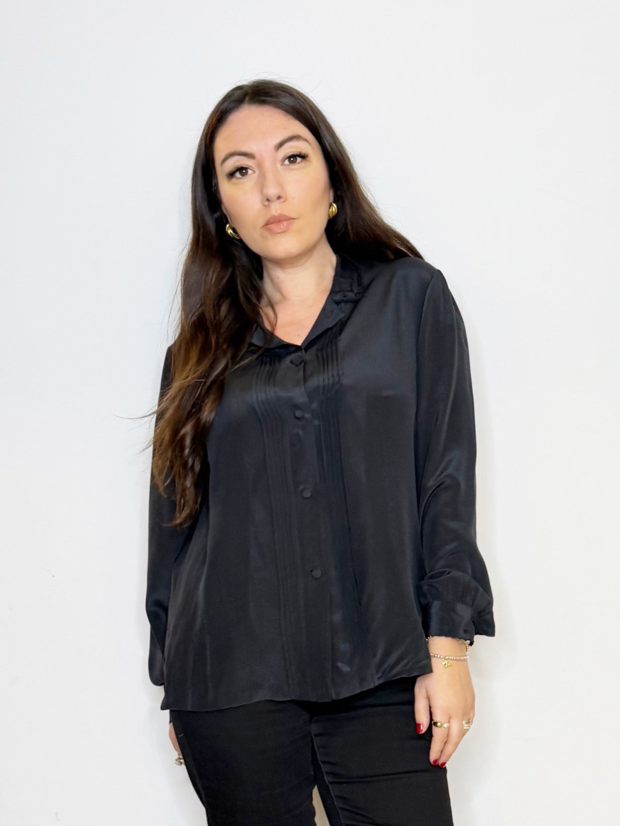 Camicia in pura seta nera