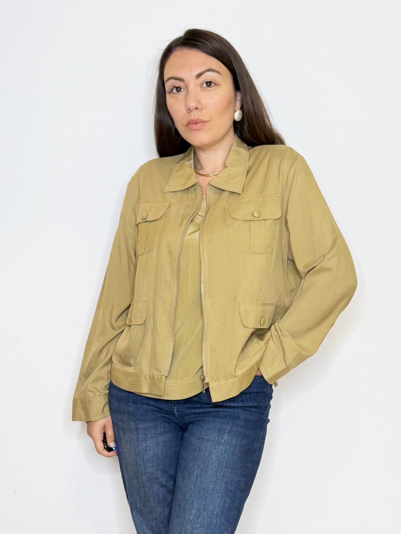 Twin set in seta khaki