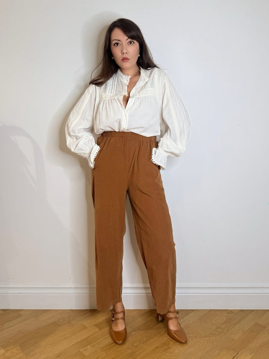 Camicia bohemien bianca 100% cotone