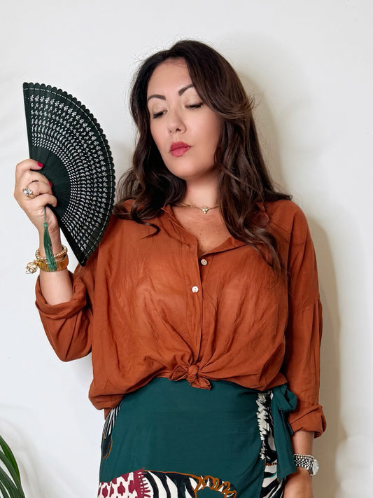 Camicia in voile di cotone terracotta