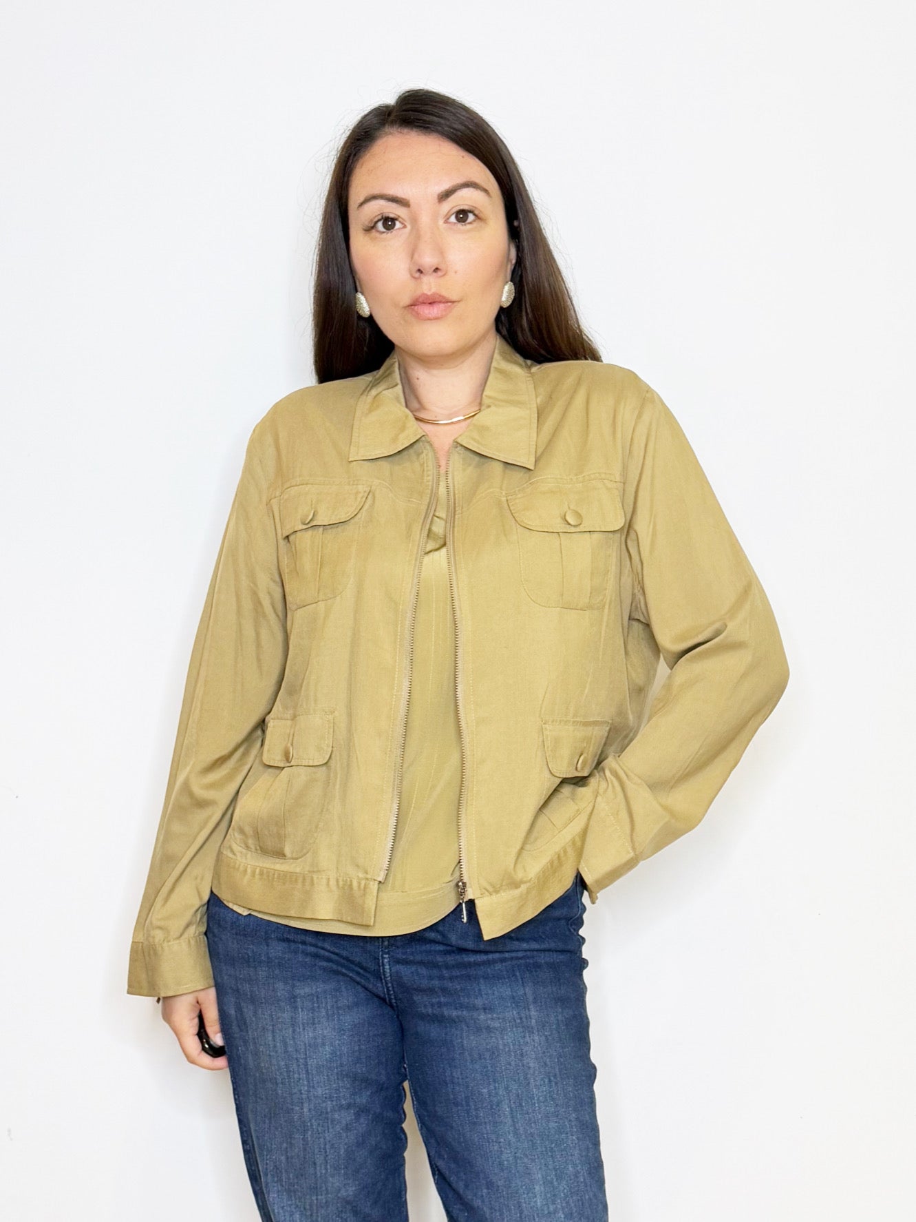 Twin set in seta khaki