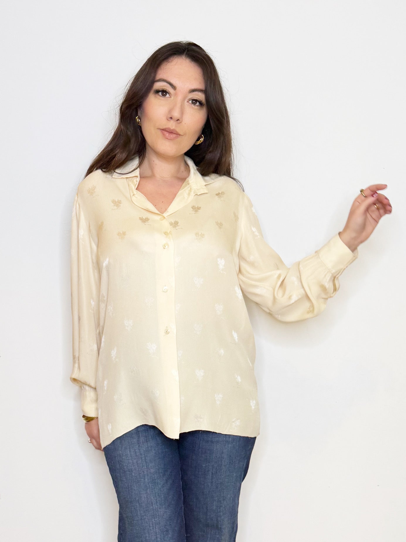 Camicia crema 100% seta