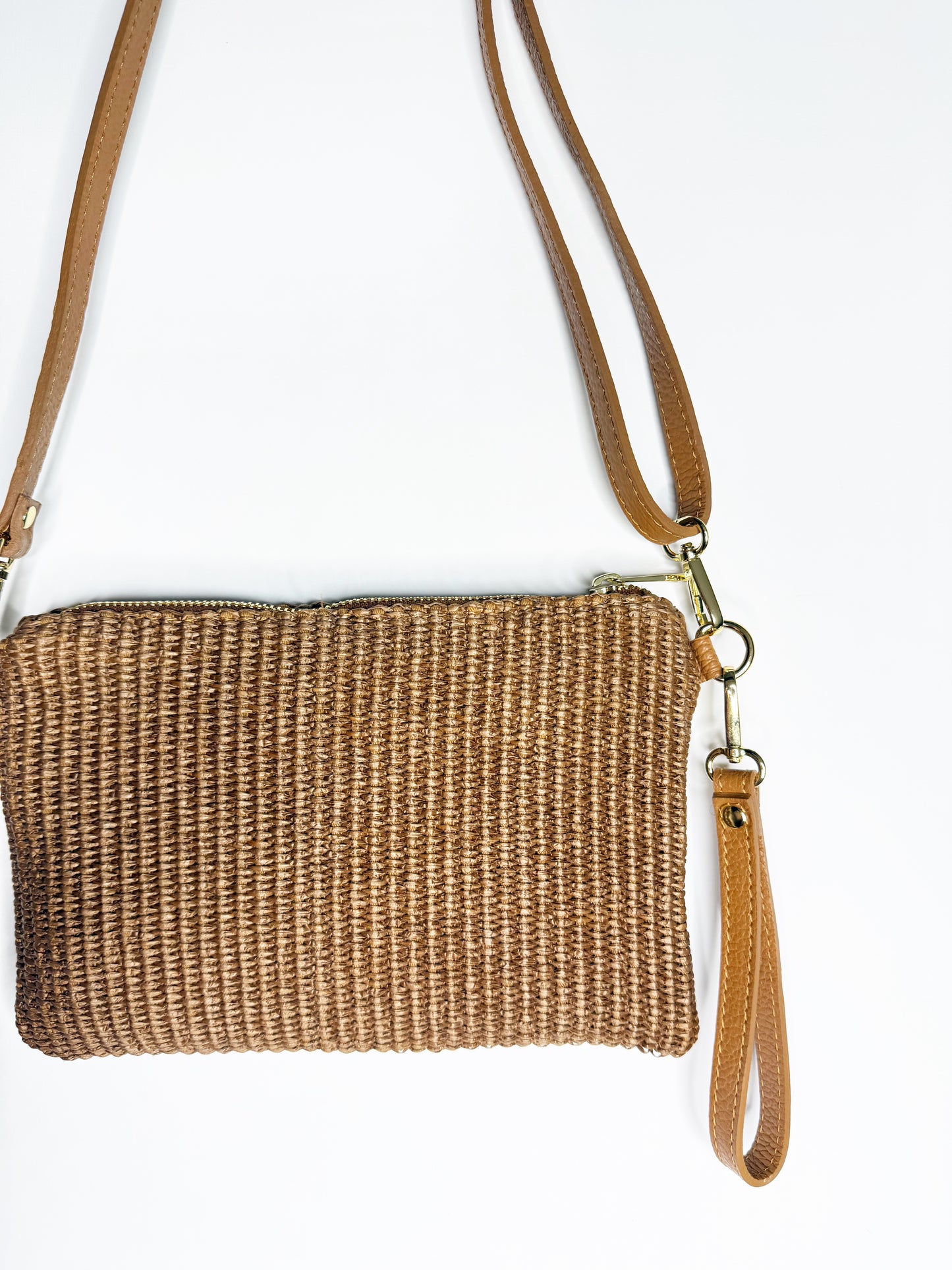 Pochette in pelle e juta