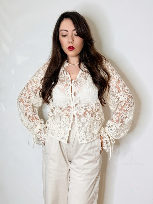 Camicia lavorata avorio